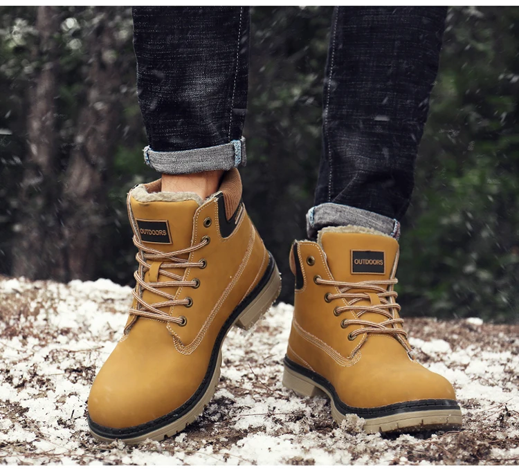 Men Snow Boots With Fur Winter Warm Outdoor Shoes Mens Sneakers Non-slip Rubber Ankle Boots Waterproof Botas De Hombre Warm Shoe