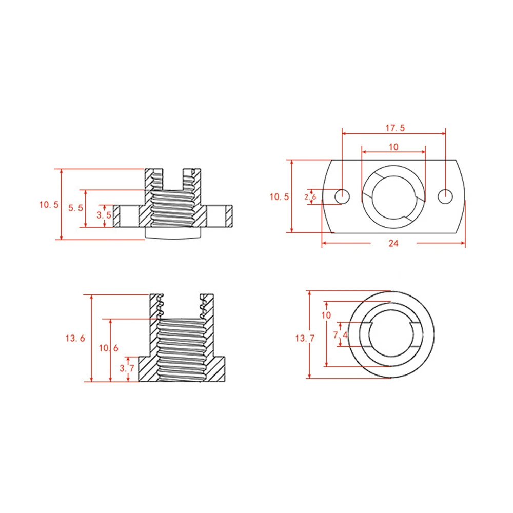 2Sets CR10 Z axis T8 Anti Backlash Spring Loaded Nut Elimination Gap Brass Nuts For Upgrade Ender 3s Ender 3 Pro V2 CR-10 Tornad