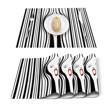 

Bar Code Images Of Amazing Characters Placemat Washable Cotton Linen Table Cloth Pad Mat Rectangle Placemats Heat Resistant