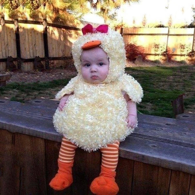 

0-2T New Cartoon Romper Baby Girl Clothes Stuffed Chick Baby Boy Clothes Babygirl Onesie New Born Infant Outfits Cosplay Costume