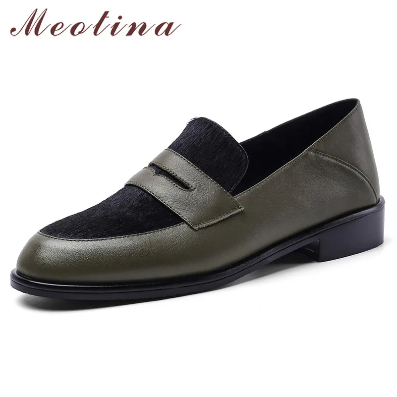 Zapatos planos Meotina de de caballo para mujer, mocasines planos de auténtica Natural, zapatos piel de vaca, colores mixtos, tallas 34-40 - AliExpress Calzado
