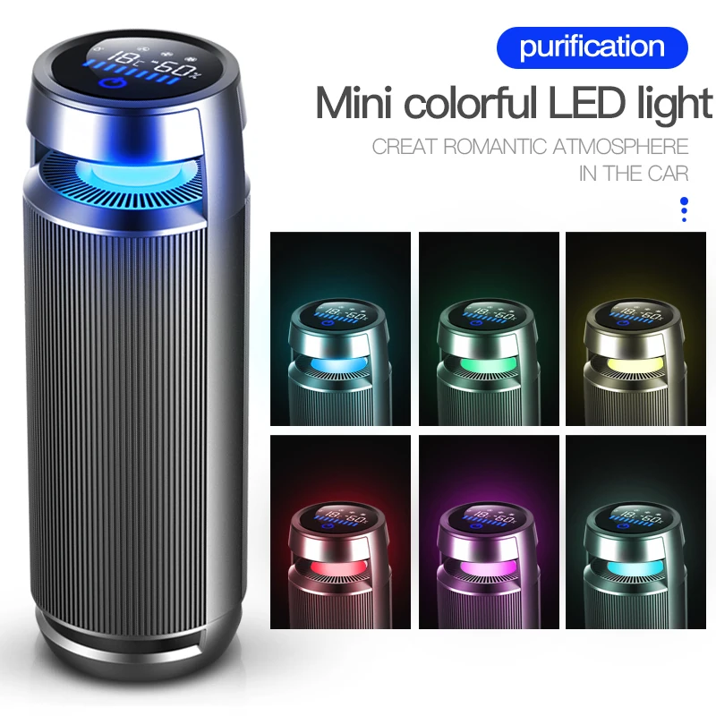 

Car Air Purifier Negative Ions Air Cleaner Ionizer Air Freshener With USB Cable Remove PM2.5 Formaldehyde Display Temperature
