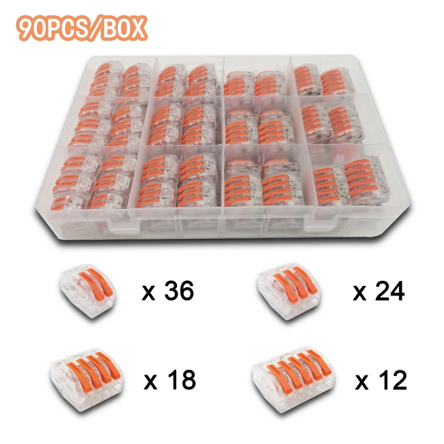 Mini Fast Boxed Wire Connector pin-222 Compact Conductor Spring Wiring Connector Conductor Push-in Terminal Block 90T