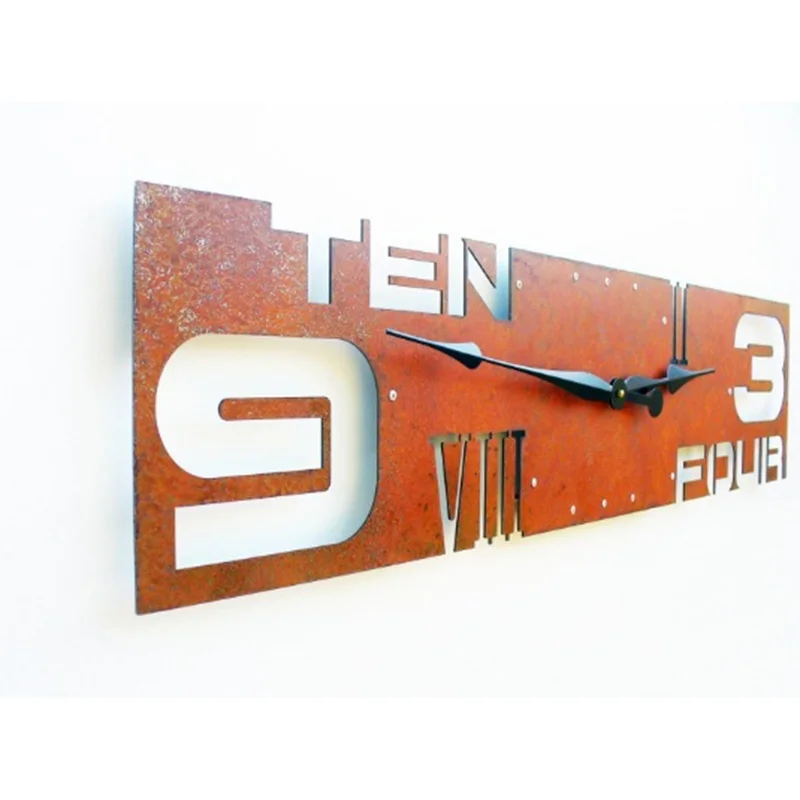 Retro Rust Silent Wall Clock 3D Acrylic Living Room Clocks Minimalist Industrial Style Fashion Wall Clock Creativity Home Decor