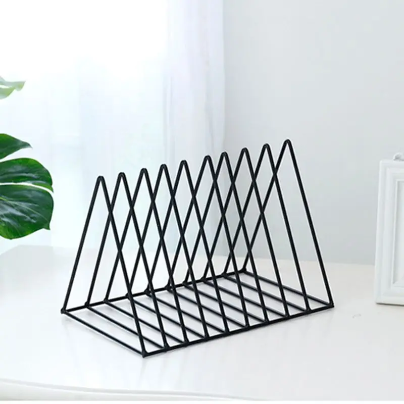 

Iron LP Record Rack Triangle Book Magzine Holder Desk Record Storage Organizer