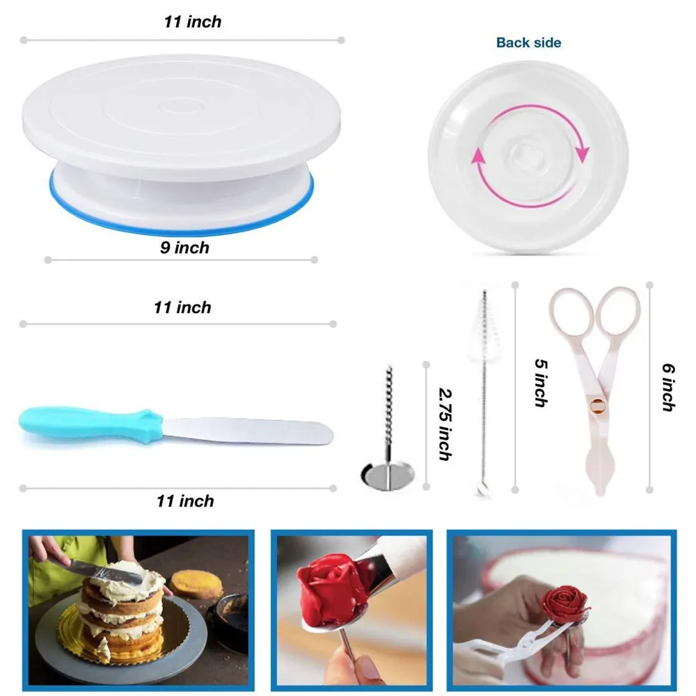 66pcs DIY Multi-function Cake Decorating Kit Cake Turntable Set Pastry Tube Fondant Tool Cake Kitchen Dessert Tools