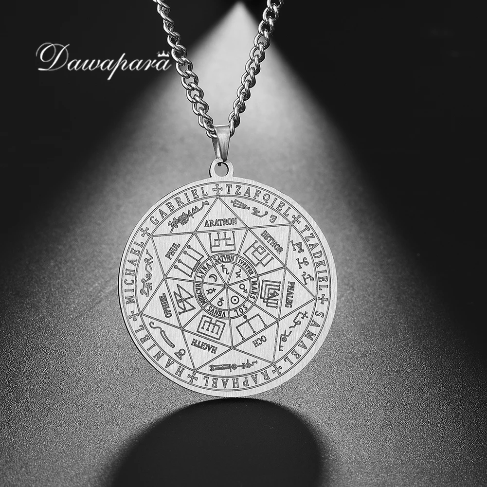 Dawapara 7 Archangels Sigil Charm Necklaces Pentacle Magic Mascot Amulet Lucky Protection Supernatural Talisman Necklace