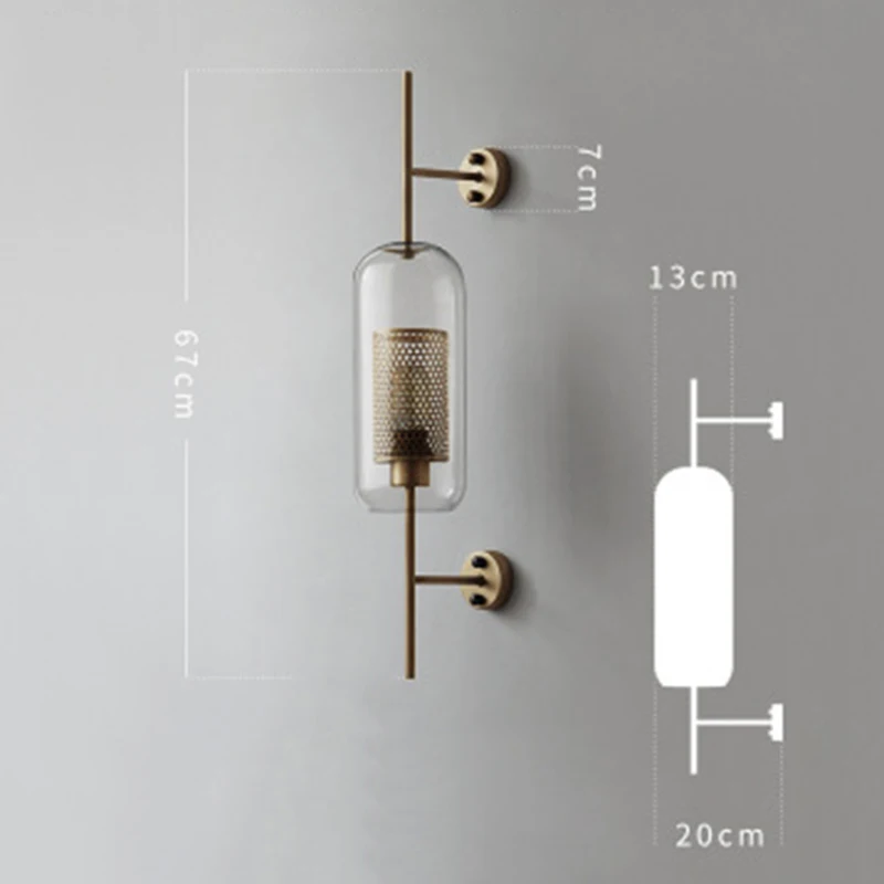 Nordic LED Ball Glass Wall Lights Lighting Postmodern Retro Indoor Deco Living Room Lamp Aisle Restaurant Bedroom Light Fixtures - Цвет абажура: B Gold 13CM