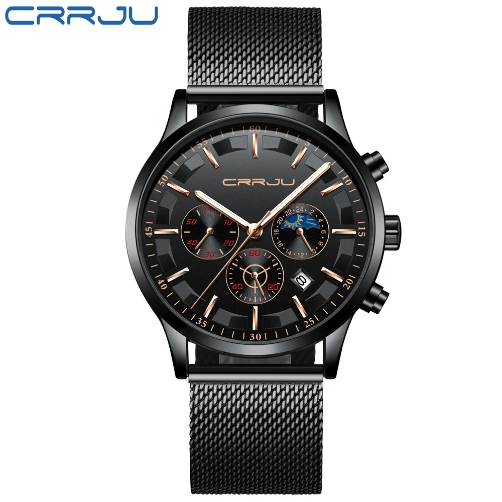 

Crrju/ka jun New Style 2260M MEN'S Watch Multi-functional Chronograph Watch Stainless Steel Net MEN'S Watch Fashion