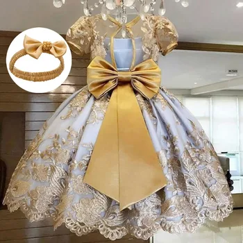 

Newborn Infant Girl 0-2 Year Birthday Tutu Dress Halloween Party Bow Baby Dress Christening Gown First Toddler Girls Clothes