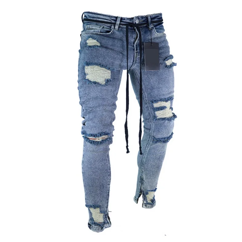 SHUJIN мужские рваные джинсы повседневные джинсы мужские джинсовые черные джинсы-Карандаш Стретч Брюки уличная SHUJIN 2019
