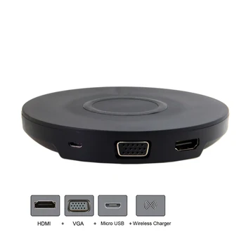 

USB-C to HDMI 4K VGA 1080P Type-C Adapter with Wireless Charge for Laptop & Macbook & iPhone