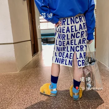 

Children's clothing 2020 autumn new children's skirt children's knitted bag skirt little girl letter knitted skirt