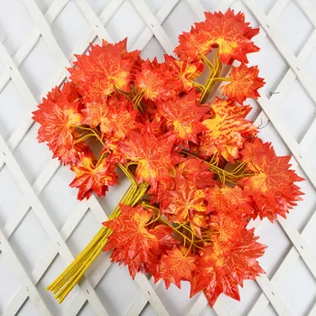 

12pcs/pack Fake Maple Leaf Vine Simulation Maples Rattan Red/Green Color for Wedding Home Showcase Decorative Artificial Flowers