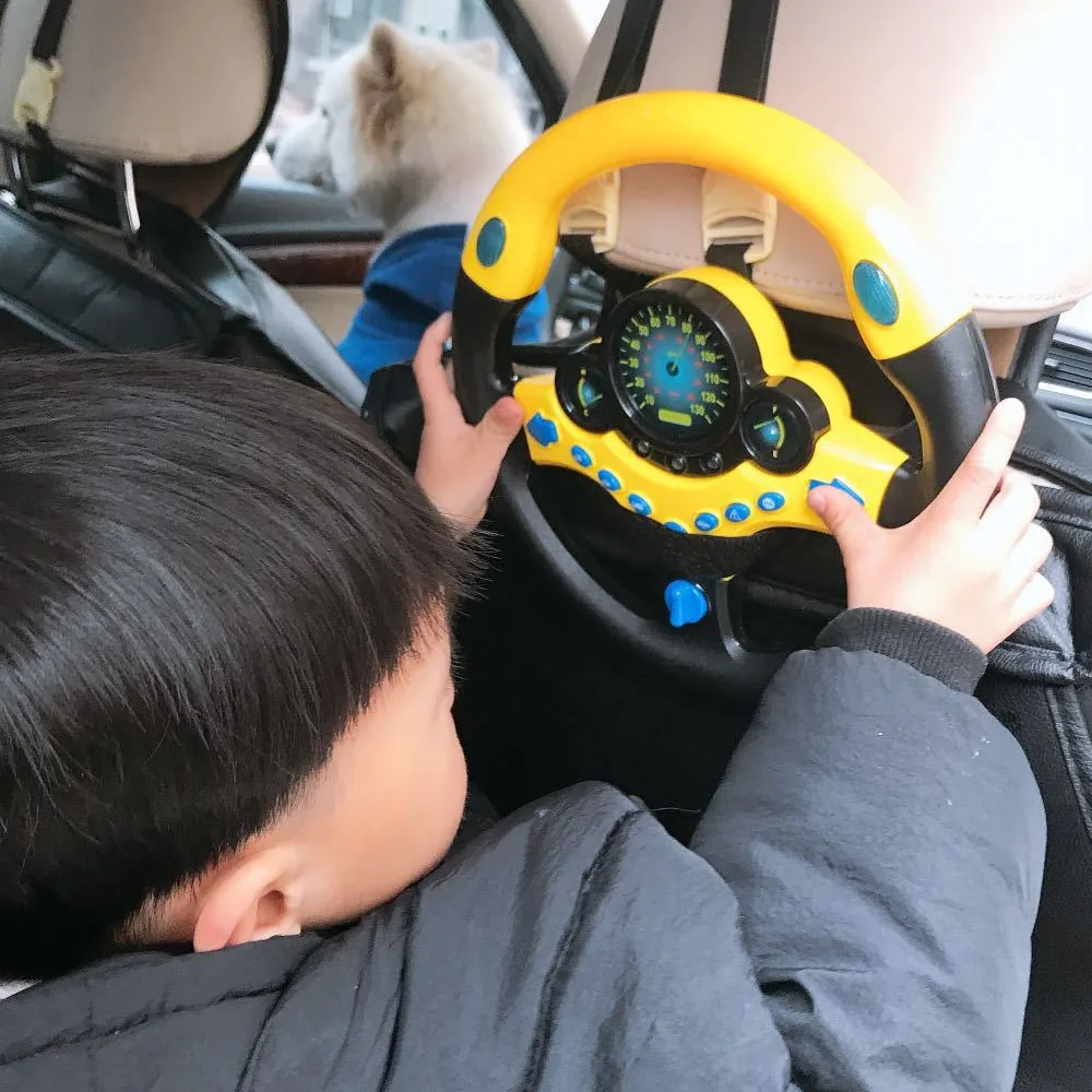 Kids Montessori Cartoon Simulated Steering Wheel Musical Driving Controller Copilot Electronic Music Vocal Educational Toy
