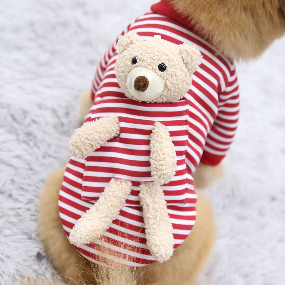 Pocket Bear Dog Hoodies Winter Warm Fluffy Dog Clothing Sweatshirt Small  Cat Puppy Dog Warm Pet Clothing Costume Outfit