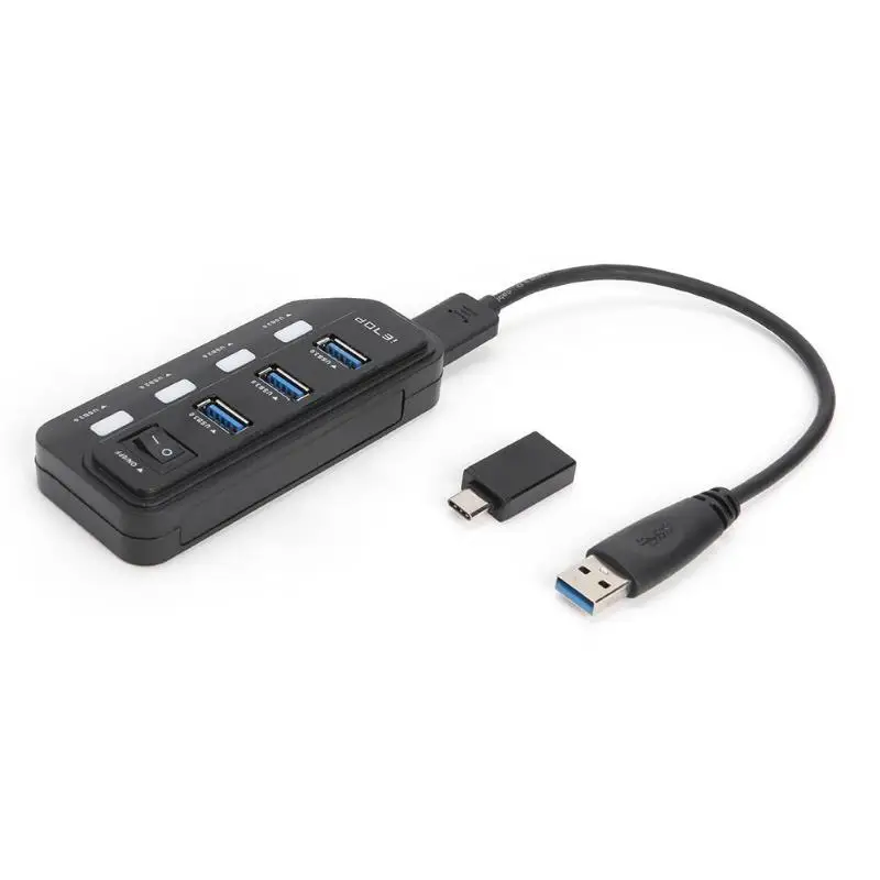 7 портов Высокоскоростной USB 3,0/USB 3,1 концентратор Кабель-адаптер с USB3.1 type C конвертер компактный и портативный удобный для переноски