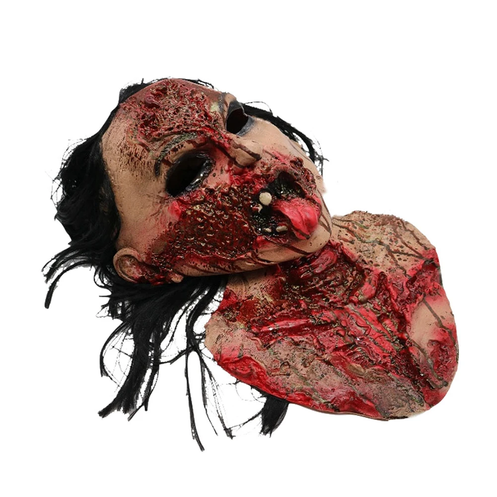 Вечерние Маски на Хэллоуин, латексная страшная маска для взрослых, страшная маска для лица с полной головой, ужасное нарядное платье, Бальное украшение для дома с привидениями