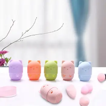 

Portable Puff Dustproof Eggshell Silicone Case Soft Silicone Beauty Powder Puff Holder Sponge Makeup Egg Drying Case Holder