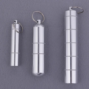 

Pill Box Capsule Shape Aluminum Pill Case Keychain Outdoor Pocket Pill Holder Container Delicate Medicine Box