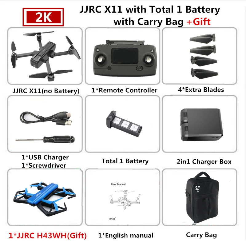 JJRC X11 gps Радиоуправляемый Дрон Квадрокоптер с 5G WiFi 2K HD камера 20 минут Летающий бесщеточный Квадрокоптер Следуйте за мной Дрон VS B4W F11 - Цвет: B4 Carry Bag