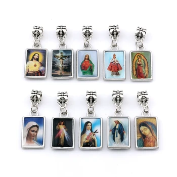

10Pcs Double sided Jesus Christ icon Dangle Charm Beads Fit Pendant Bracelet necklace DIY Jewelry Christmas gift 13.8x35.5mm