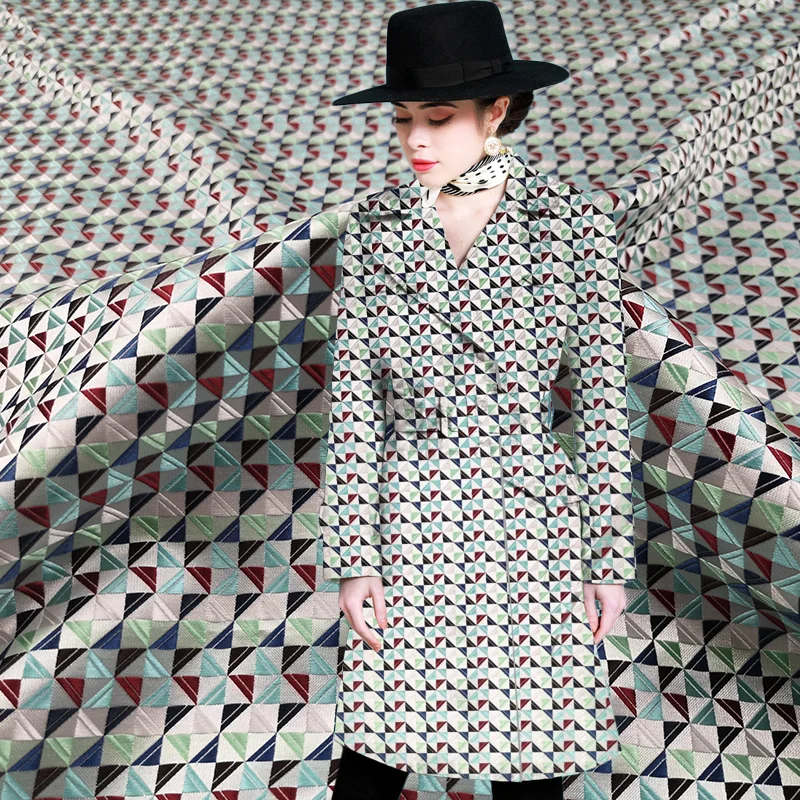 100x160 см маленькие цветные сетки полиэфирная жаккардовая ткань для женщин осень весна платья Костюмы Пальто DIY шитье