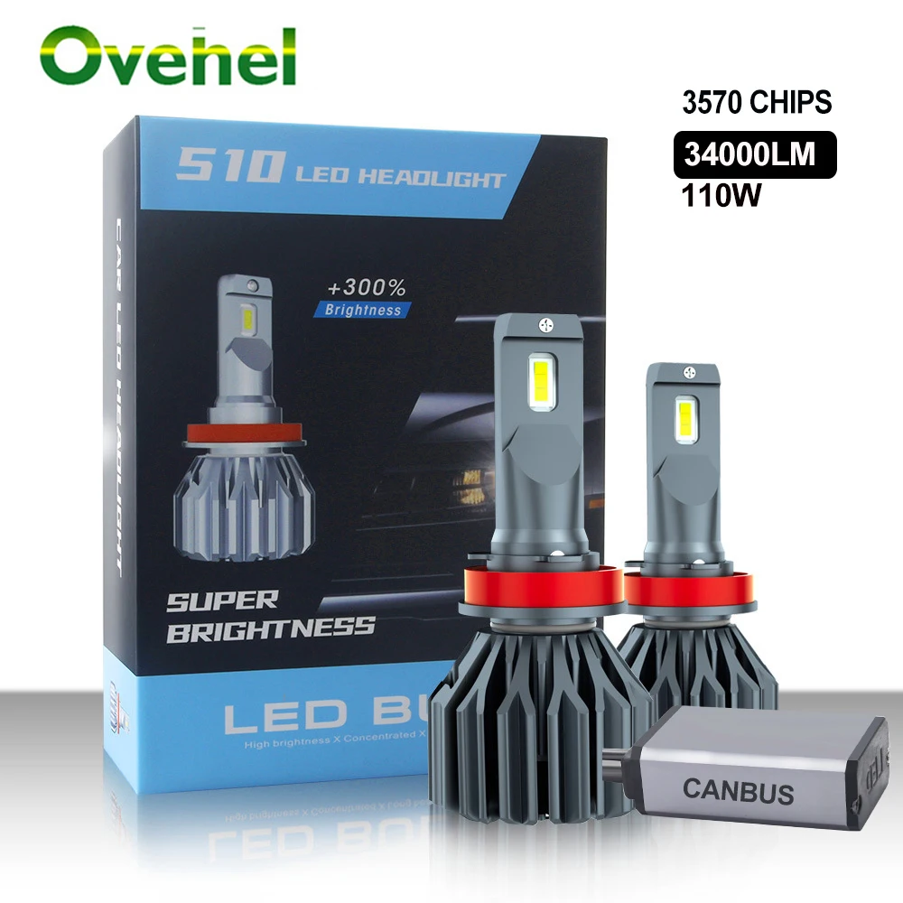 OVEHEL 110W 34000LM Canbus H4 H7 LED Car Headlight H1 H8 H9 H11 9005 HB3 9006 HB4 6000K 12V Bulb Lamp Auto Headlamp | Автомобили и