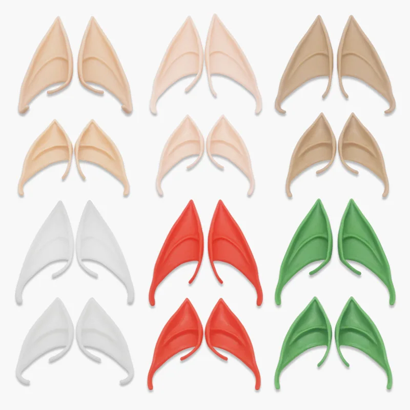 1pair Halloween Natural skin tone Latex Elf Ears for Halloween themed party cosplay props Decoration Photo Props Adult Kids Toys