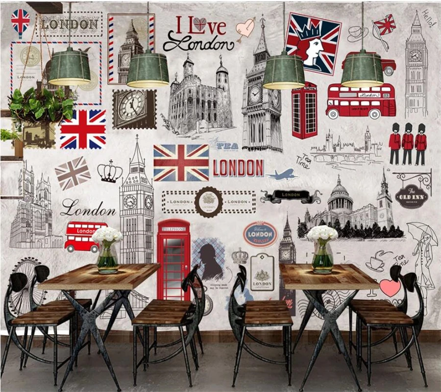 Beibehang-Customized-large-murals-fashion-home-decoration-retro-nostalgic-British-European-KTV-bar-coffee-background-wall (2)