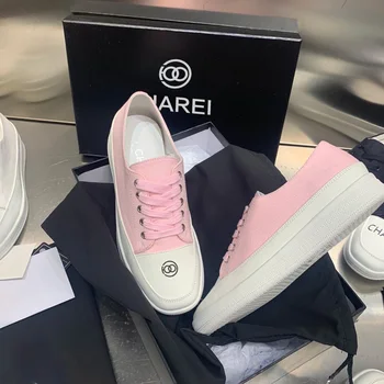 

design charei French original fashion avant-garde couple shoes official latest brand element first layer cowhide splicing canvas