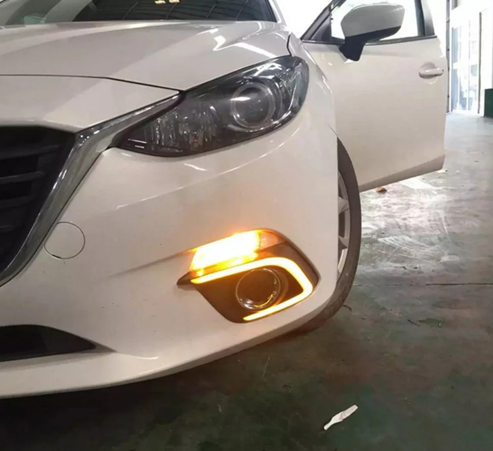 2 шт. DRL для Мазда 3 Мазда 3 Axela светодиодный дневные ходовые огни Дневной светильник противотуманная фара с поворотным сигналом светильник
