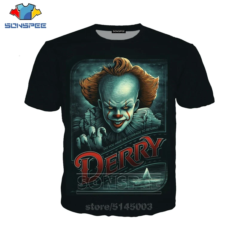 6 It Chapter Two футболка Летняя для мужчин женщин Свитшот Pennywise 3D принт модный короткий рукав хип хоп Топ пуловер с круглым вырезом C063-05 - Цвет: 6
