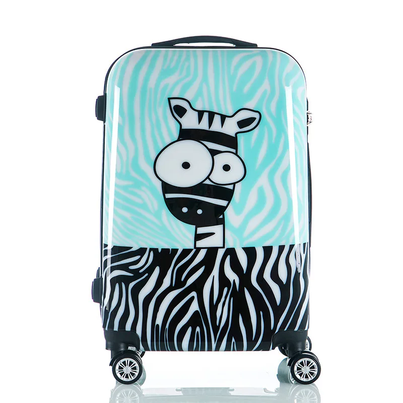 Cartoon suitcase Милый мультяшный Детский чемодан на колесиках, чемодан на колесиках, тележка для студентов, 20/24 дюймов, дорожная сумка с рисунком зебры - Цвет: Cartoon suitcase