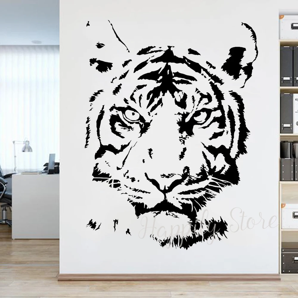 Autocollants muraux avec visage de tigre, décalcomanie, animal, forêt,  jungle, décoration de chambre, papier peint, bureau, chambre à coucher,  peintures murales de décoration intérieure, P926 - AliExpress, image size:1000x1000