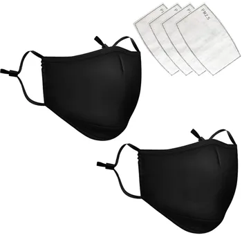 

Adult Face Mask Black Cotton Thick Breathable Coldproof Dust Reusable Mask Set 2pcs Mouth Mask with 4pcs Activated Carbon Filter