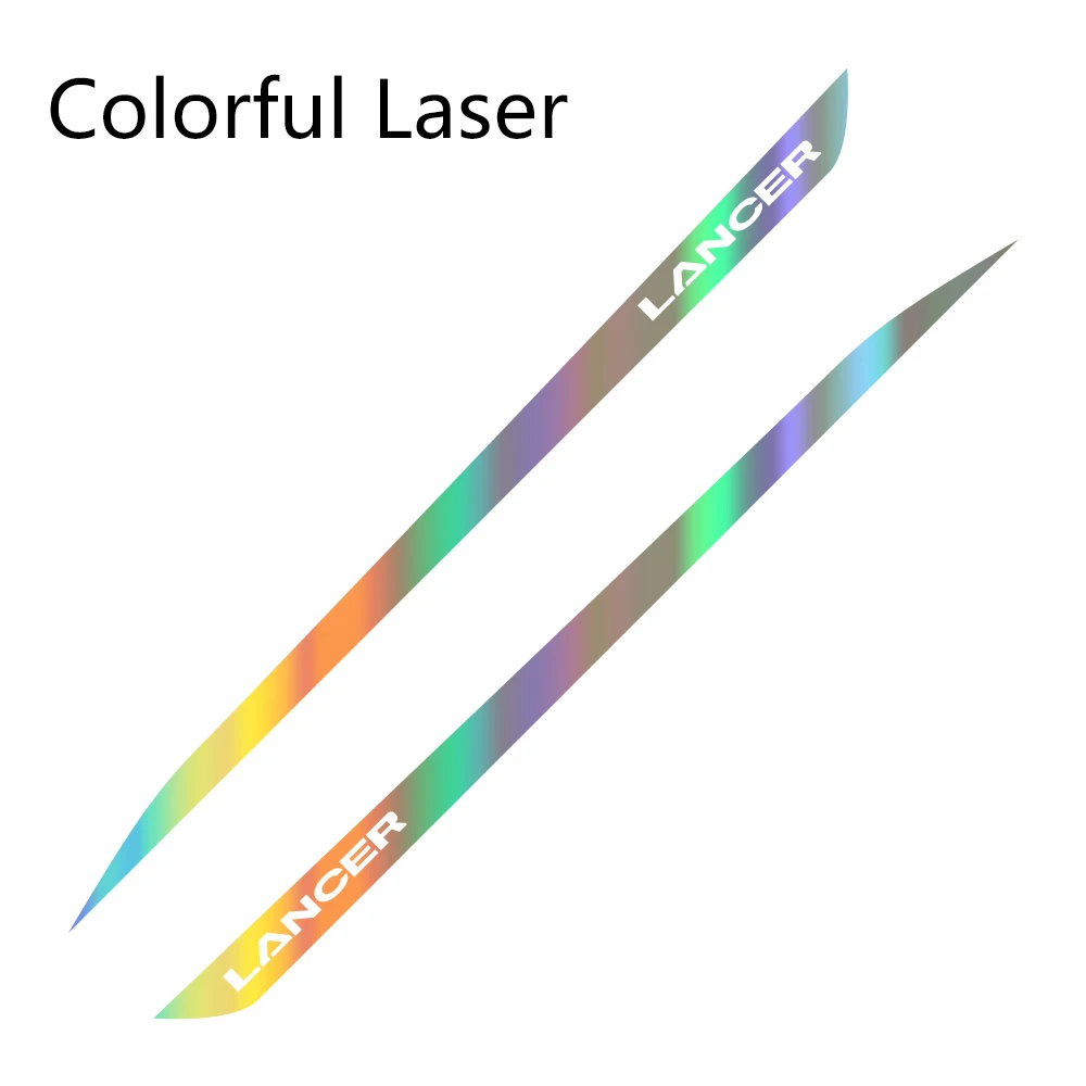 2 шт. автомобильные боковые полосы наклейки для Mitsubishi Lancer DIY Автомобильная Виниловая Пленка Наклейки Спорт Стайлинг украшения автомобильные принадлежности для тюнинга - Название цвета: Colorful Laser