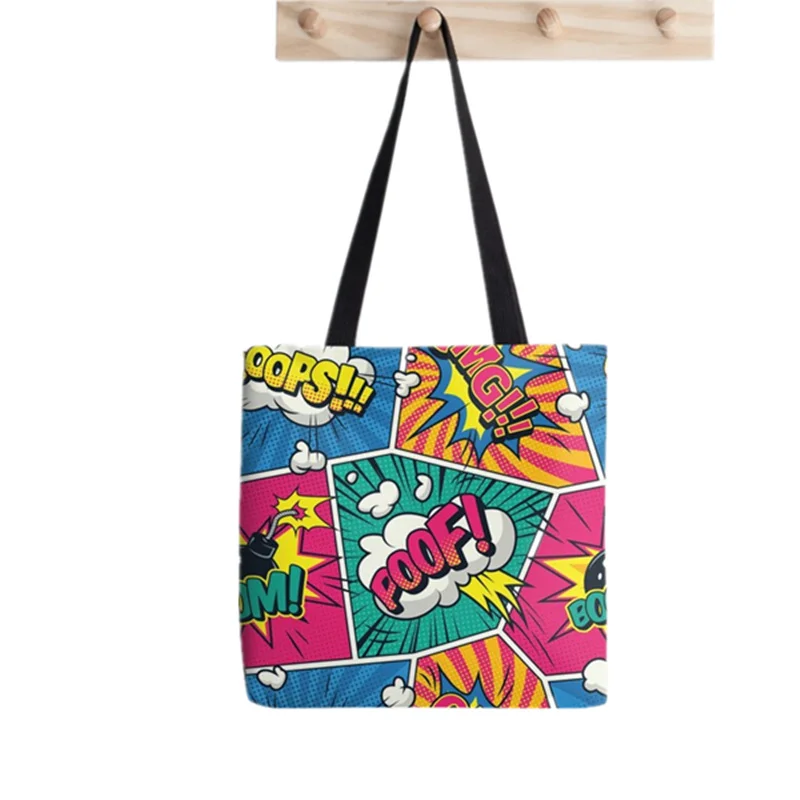 Shopper Kettlebell with Pugsgym Printed Tote Bag women Harajuku shopper Funny handbag girl Shoulder shopping bag Lady Canvas Bag