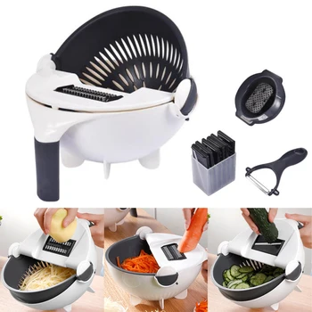 

9 in 1 Mandoline Slicer Vegetable Slicer with Sharp Blades Adjustable Manual Rotate Vegetable Cutter Cutting Kitchen Tools