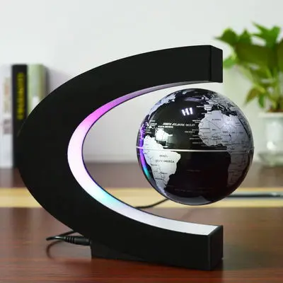 Floating Earth Globe Map Magnetic Levitation With LED Light C Shape Base UK 