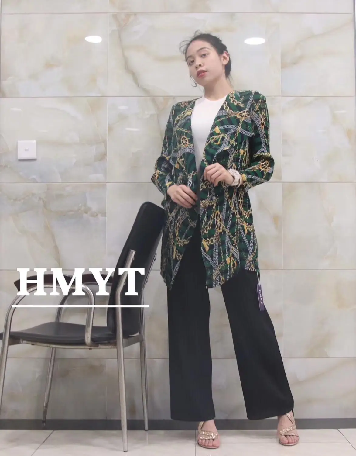Горячая Miyake складывается три четверти рукав РЕТРО ПРИНТ отложной воротник куртка с открытым воротом