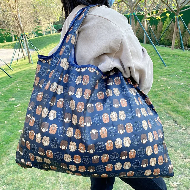 Large Reusable Grocery Store Green Shopping Bag 50 Pound Handbag Foldable Ladies Shoulder Bag Washable Handbag 2021 31011