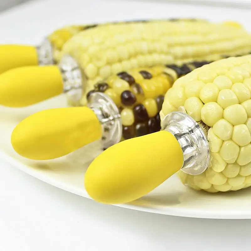2Pcs/Set Corn Fork Corn Cob Holders Heat Resistant Skewers Twin Prong Skewers For BBQ BBQ Tools Accessories