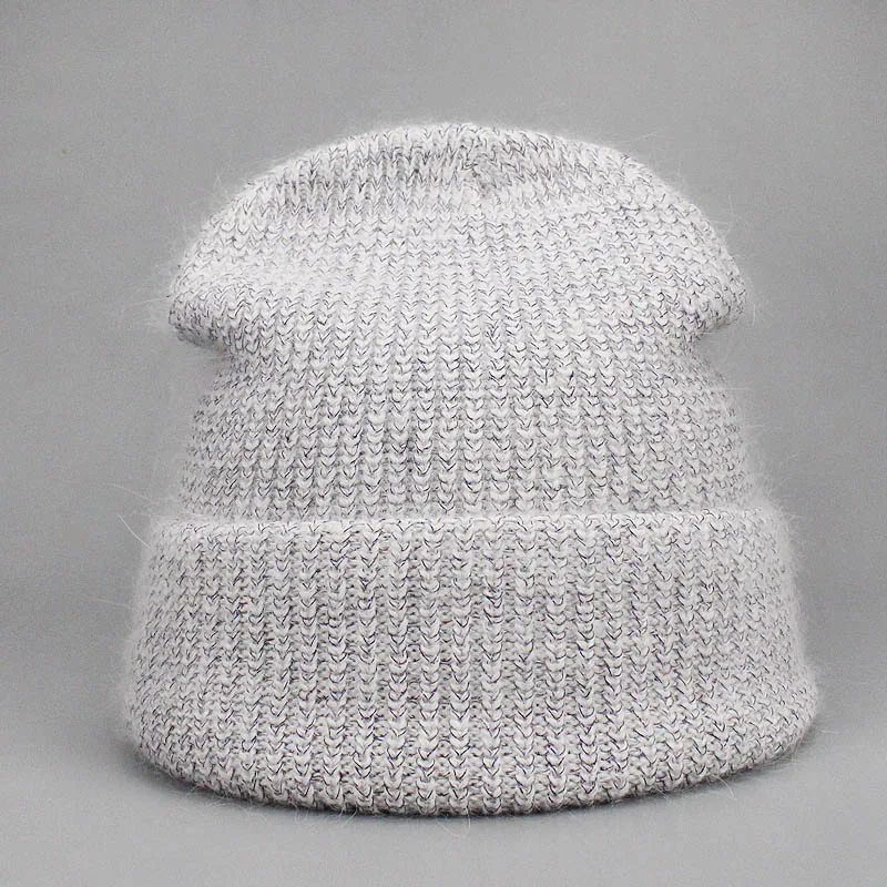 Женская шапка, женская шапка с помпоном, вязанные шапочки, шапка Skullies, однотонная, на весну, осень, зиму, теплая, для толстой улицы, из енота - Color: C