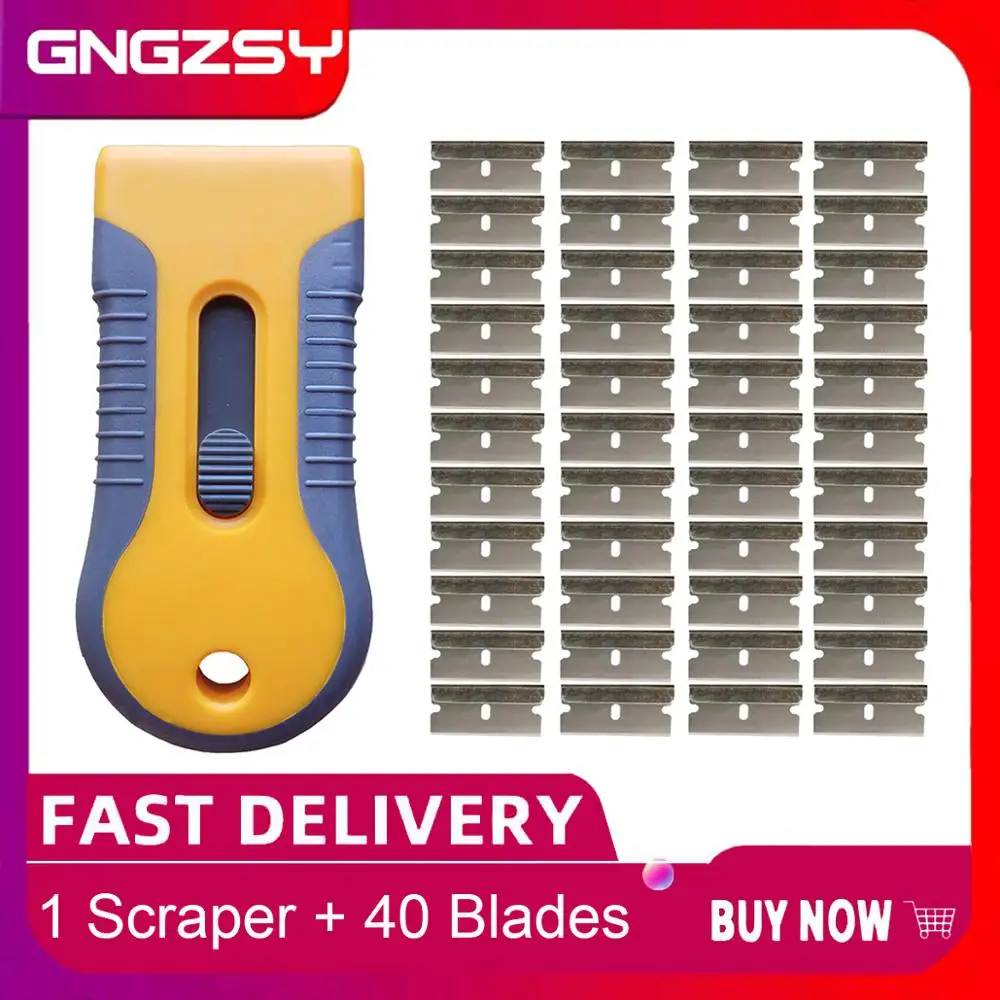 

CNGZSY Window Cleaner Glue Scraper Car Paint Scratch Remover Ceramic Glass Oven Retractable Spatula with 40pcs Blades E16+40M