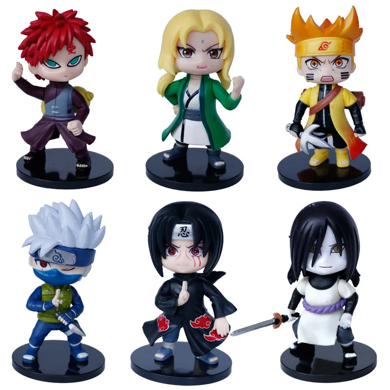 6pcs Naruto Toys Q.ver Hatake Kakashi Uchiha Sasuke Uzumaki Naruto Gaara Action Figure PVC Model Doll Collection Kids Toy