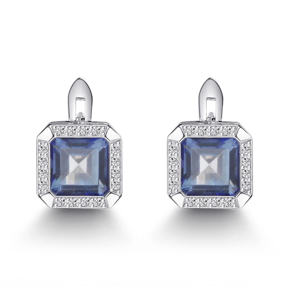 

Gem's Ballet 1.88Ct Natural Iolite Blue Mystic Quartz Gemstone Stud Earings For Women Solid 925 Sterling Silver Fine Jewelry