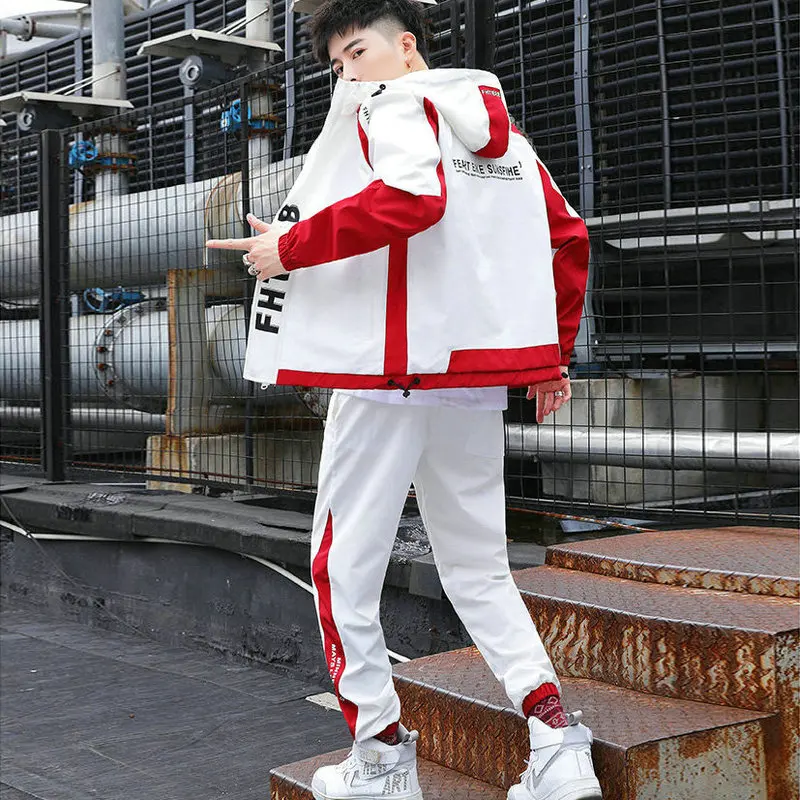 Chándal militar de Hip Hop para hombre, chaqueta holgada con bolsillos y cremallera, de manga larga, ropa deportiva informal la moda, trajes, + Pantalones - AliExpress Ropa de hombre