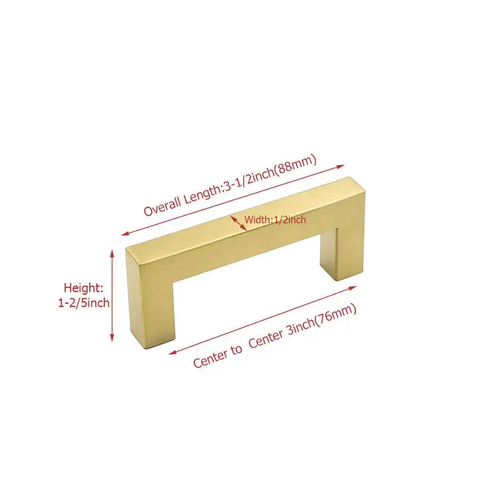 Hole centers76mm Золотая для шкафа ручки из матовой латуни ручки для шкафа ручки для ящика "~ 12,6" мебельная фурнитура Дверные ручки для шкафа золотые Hadles 1Pac - Цвет: Hole centers76mm