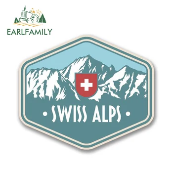 

EARLFAMILY 13cm x 9cm Swiss Alps Switzerland Vinyl Car Sticker Travel Luggage Mountains Ski Surf Skateboarding Hip Hop Decals